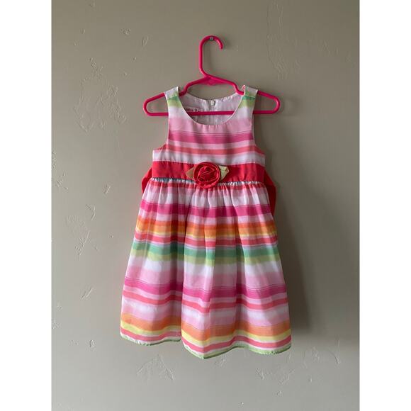 Jessica Ann Girls Multicolored Striped Spring/Summer Sleeveless Dress- Size 3t - Picture 1 of 4